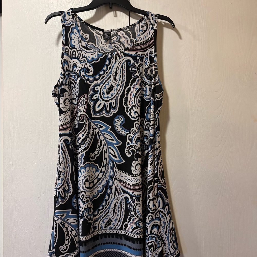 Lildy Printed Pocket Sleeveless Tunic - Black & Blue Paisley - Picture 4 of 4